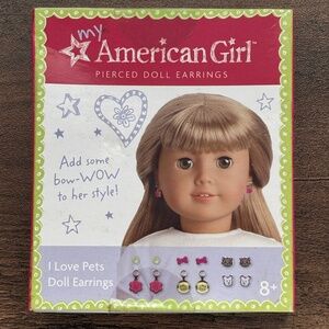 NIB AMERICAN GIRL Doll I LOVE PETS Earrings Set 6 Pairs Dog Cat Rare 2011 NEW